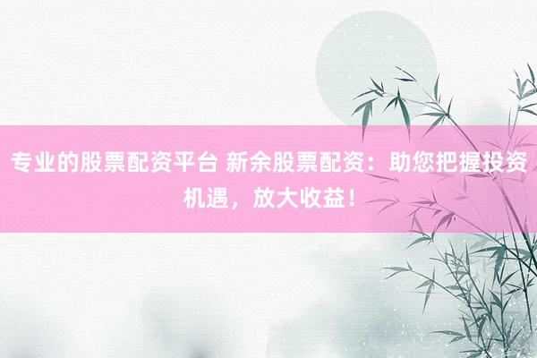 专业的股票配资平台 新余股票配资：助您把握投资机遇，放大收益！