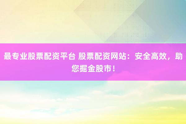 最专业股票配资平台 股票配资网站：安全高效，助您掘金股市！