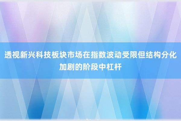 透视新兴科技板块市场在指数波动受限但结构分化加剧的阶段中杠杆