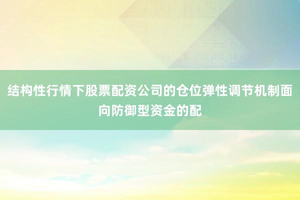 结构性行情下股票配资公司的仓位弹性调节机制面向防御型资金的配