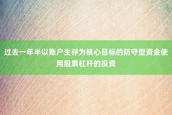 过去一年半以账户生存为核心目标的防守型资金使用股票杠杆的投资