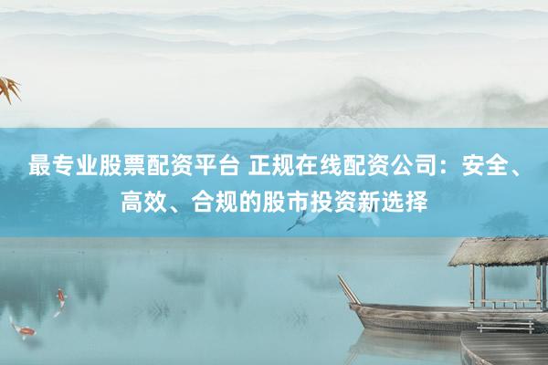 最专业股票配资平台 正规在线配资公司：安全、高效、合规的股市投资新选择