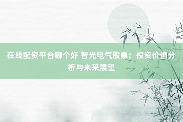 在线配资平台哪个好 智光电气股票：投资价值分析与未来展望