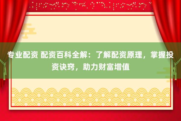专业配资 配资百科全解：了解配资原理，掌握投资诀窍，助力财富增值