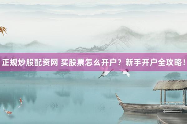 正规炒股配资网 买股票怎么开户？新手开户全攻略！