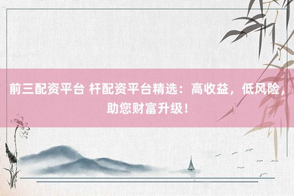 前三配资平台 杆配资平台精选：高收益，低风险，助您财富升级！